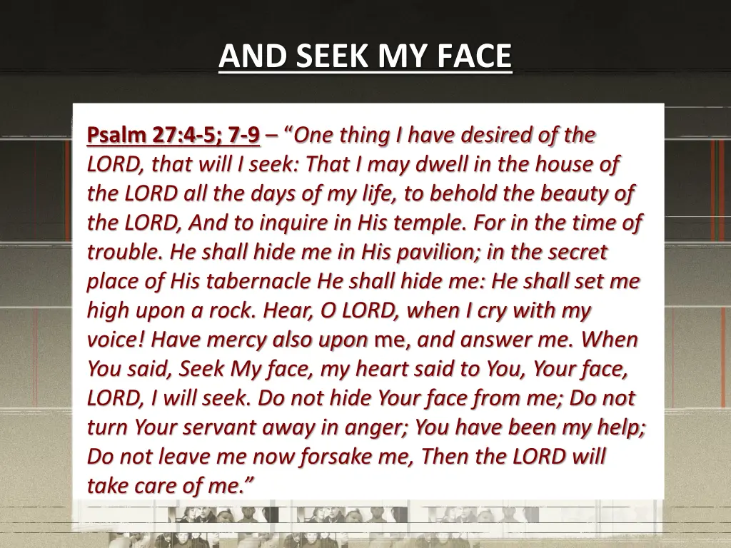 and seek my face 1