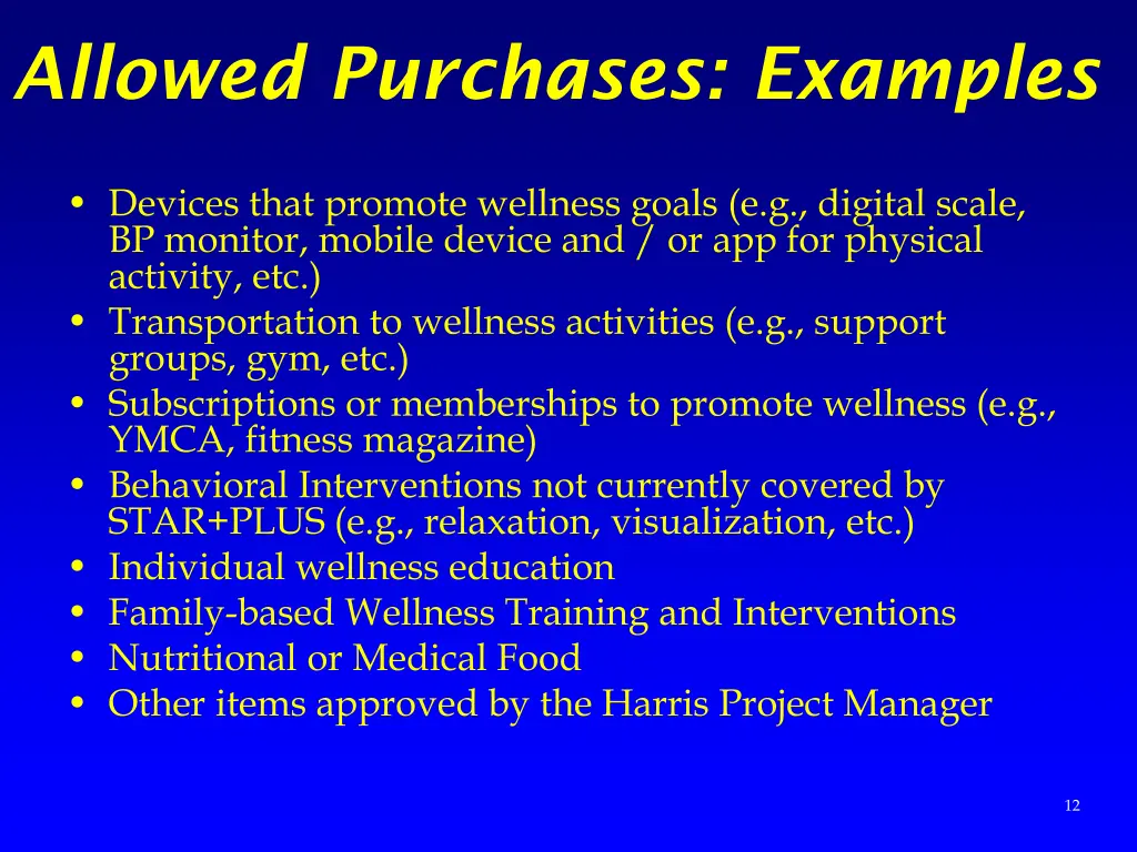 allowed purchases examples