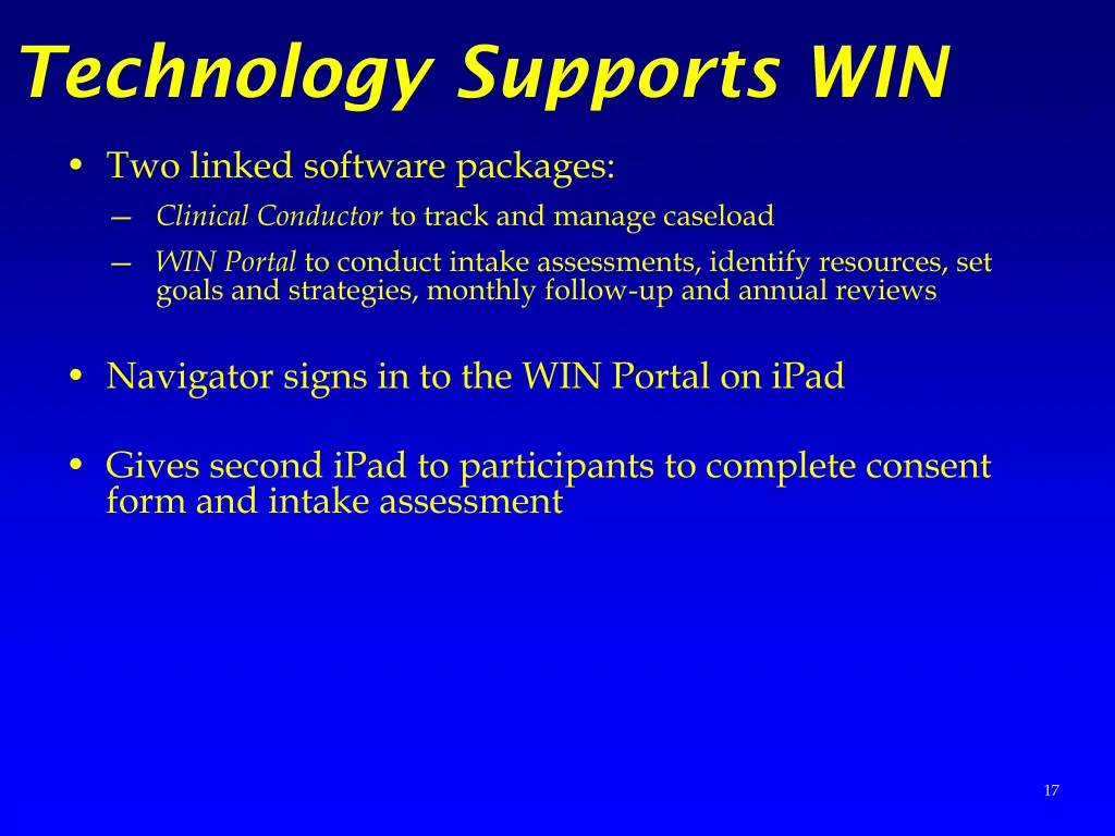 technology supports win