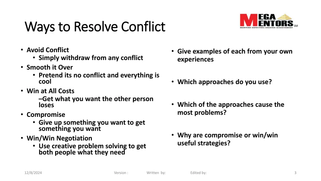 ways to resolve conflict ways to resolve conflict