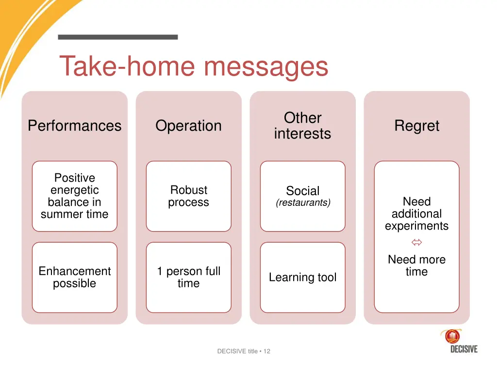 take home messages