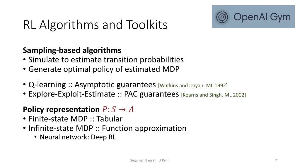 rl algorithms and toolkits