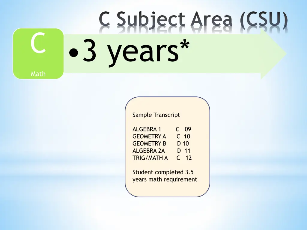 c subject area csu 3 years 1