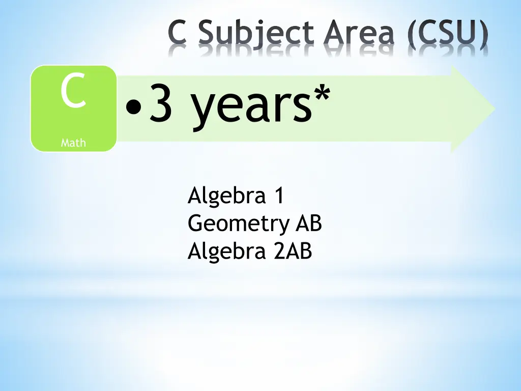 c subject area csu 3 years