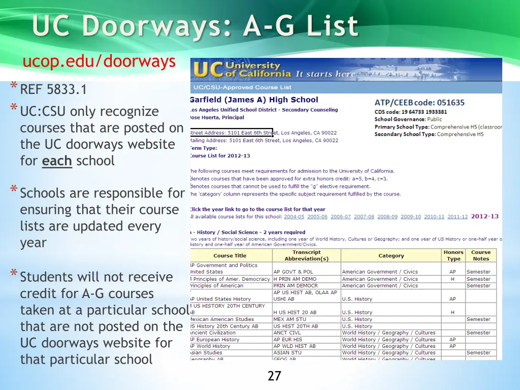 uc doorways a g list ucop edu doorways 1