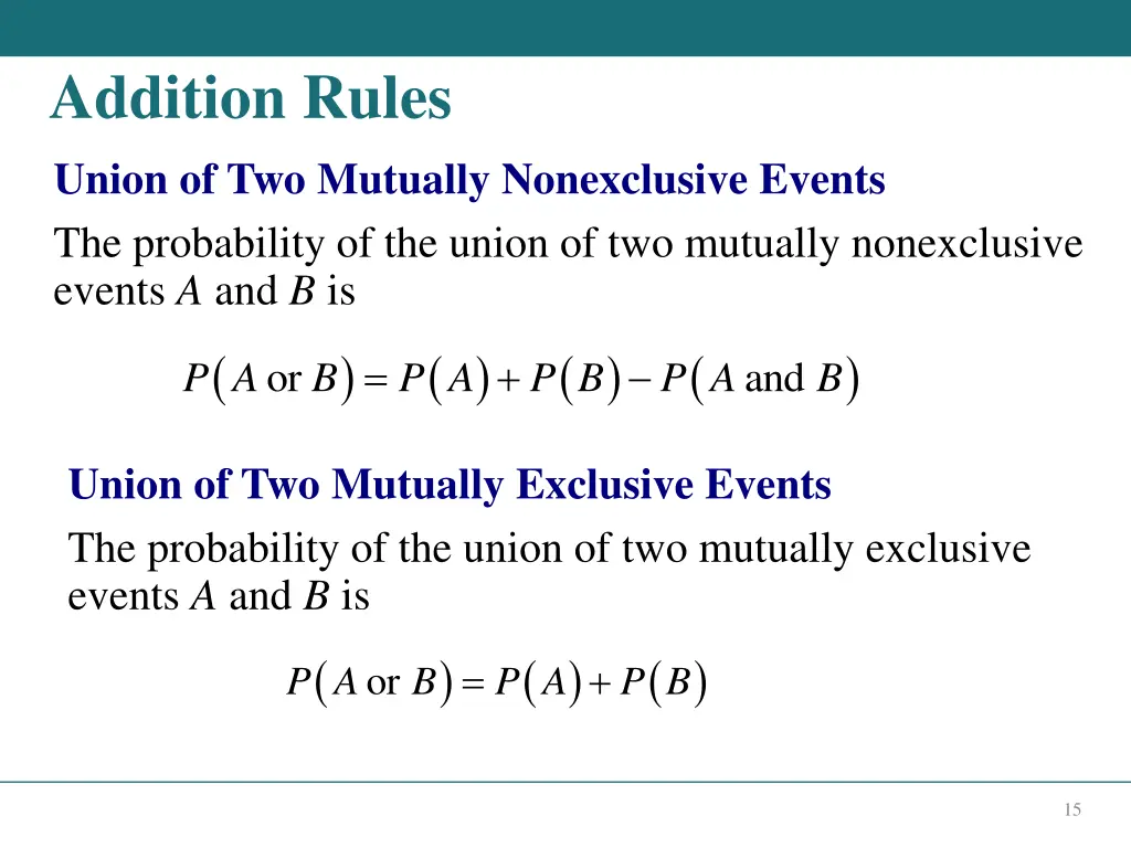 addition rules union of two mutually nonexclusive