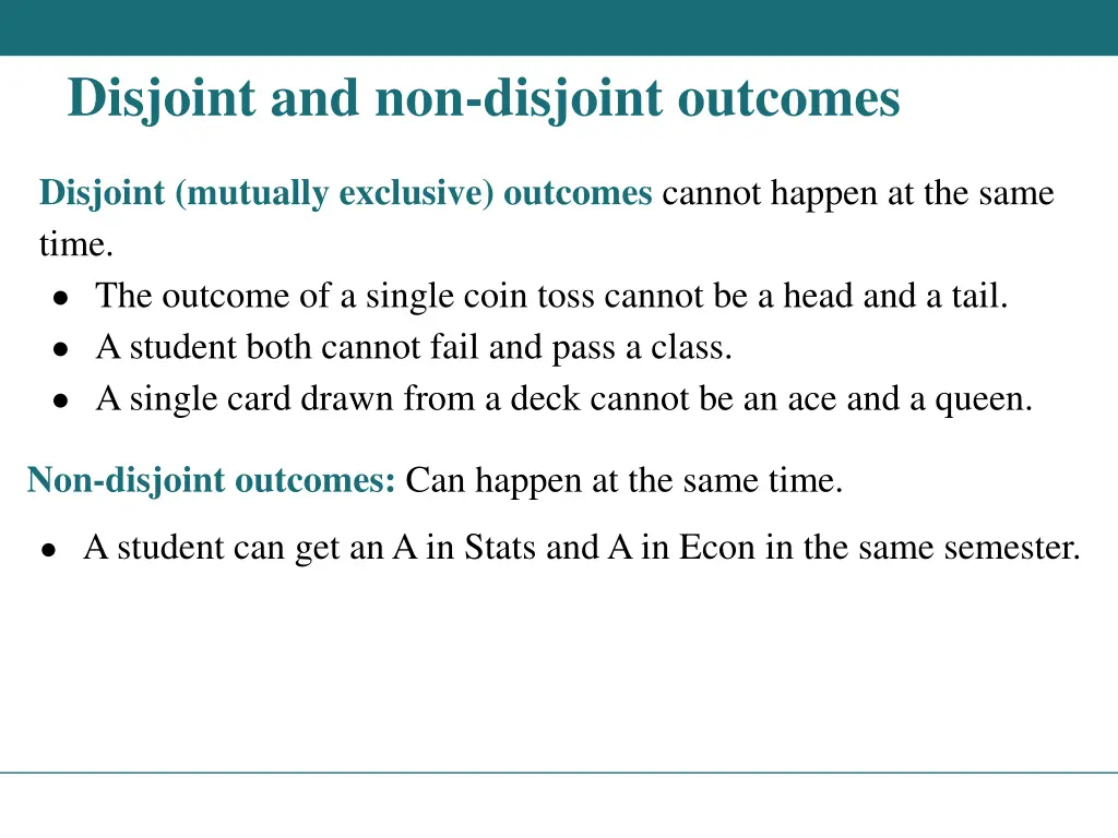 disjoint and non disjoint outcomes