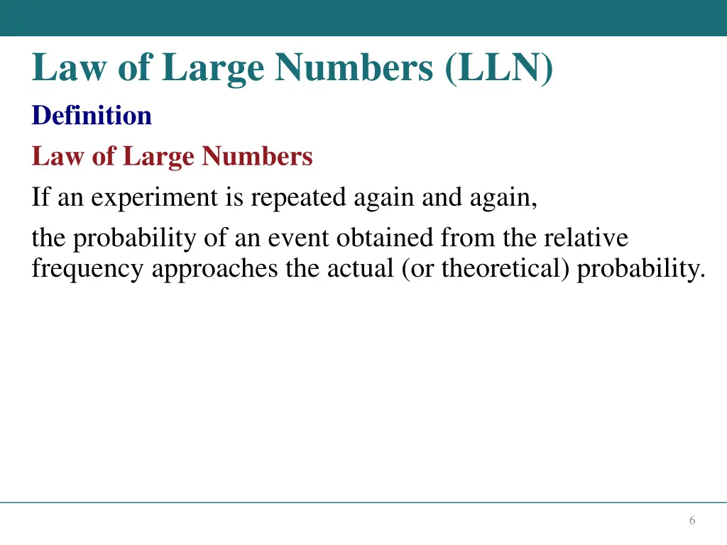 law of large numbers lln definition law of large