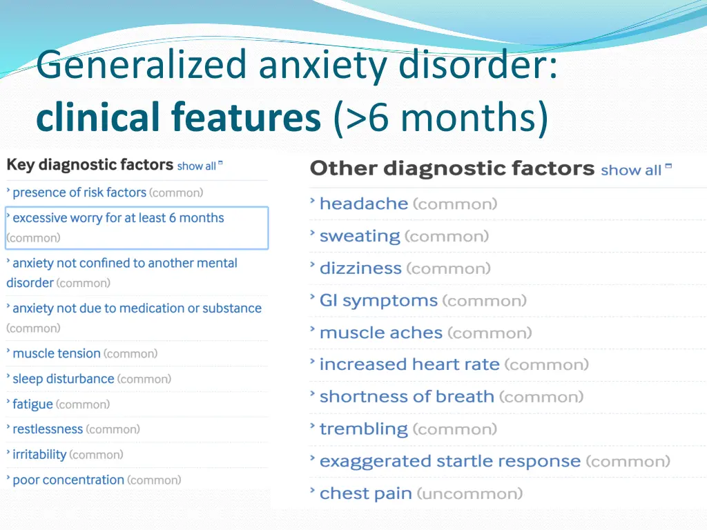 generalized anxiety disorder clinical features