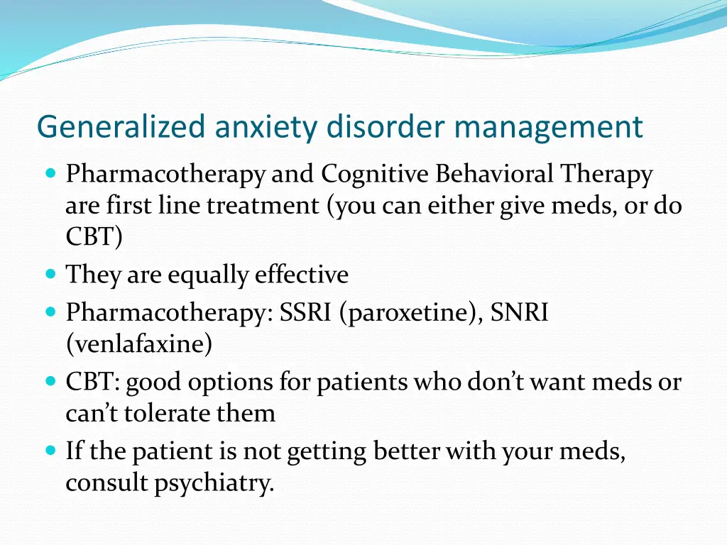 generalized anxiety disorder management