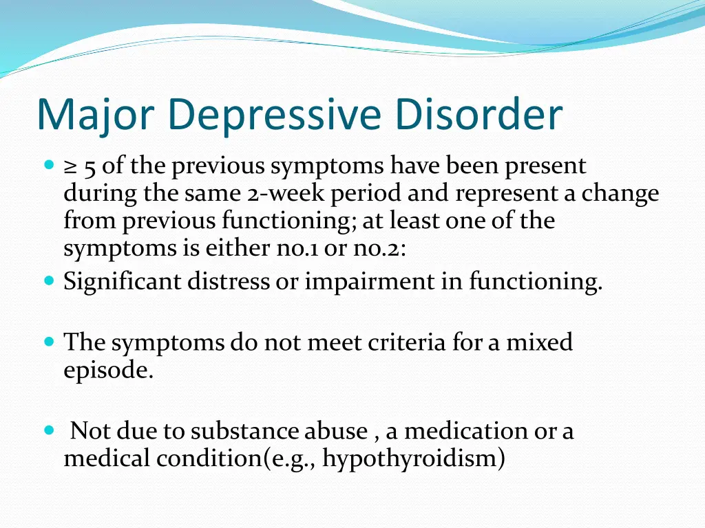 major depressive disorder 5 of the previous