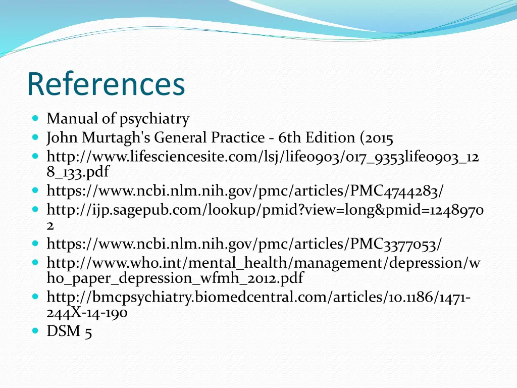 references manual of psychiatry john murtagh