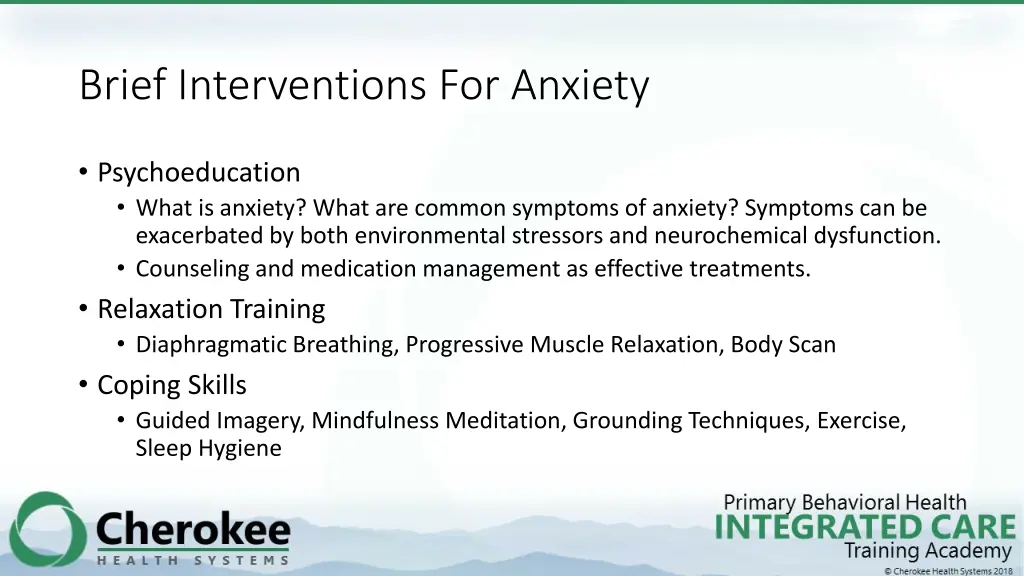 brief interventions for anxiety