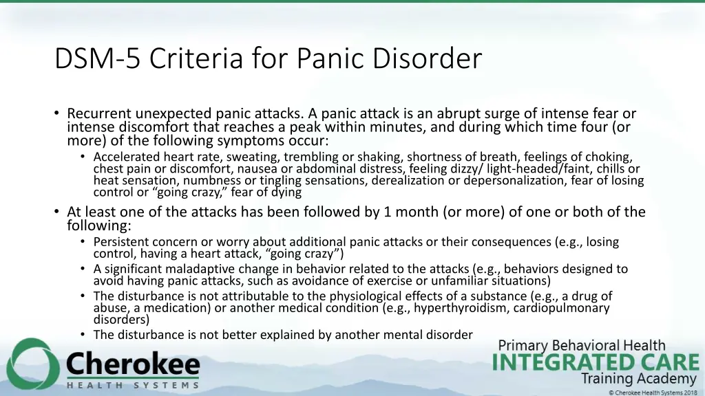 dsm 5 criteria for panic disorder