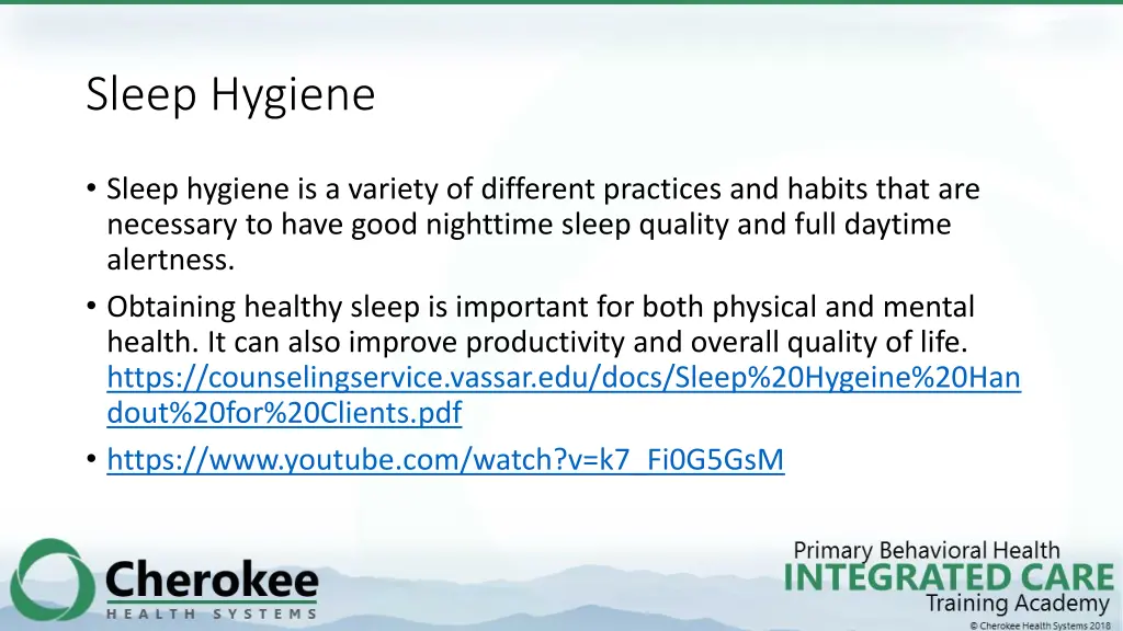 sleep hygiene