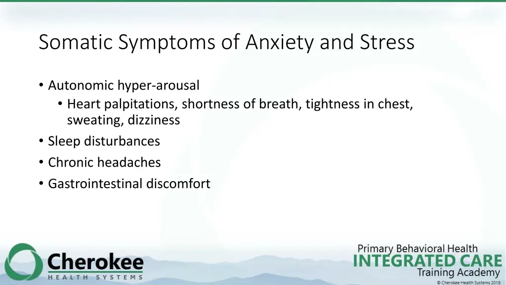 somatic symptoms of anxiety and stress