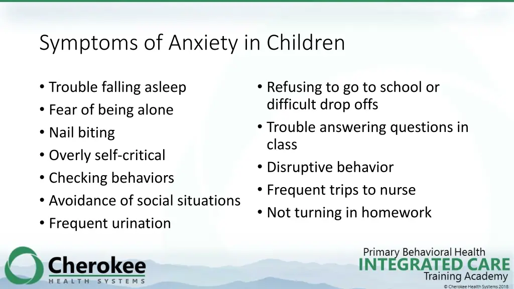 symptoms of anxiety in children