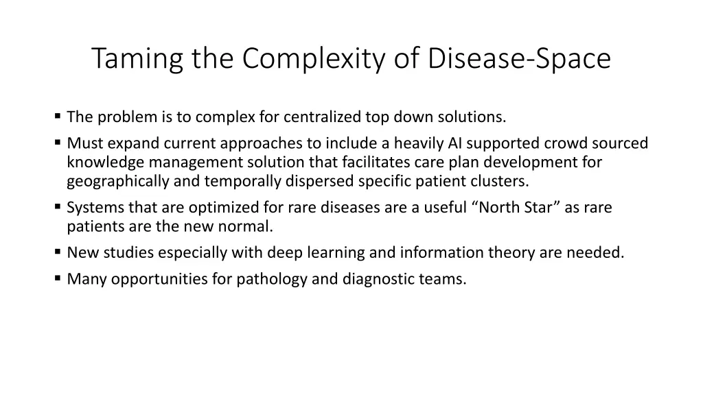 taming the complexity of disease space