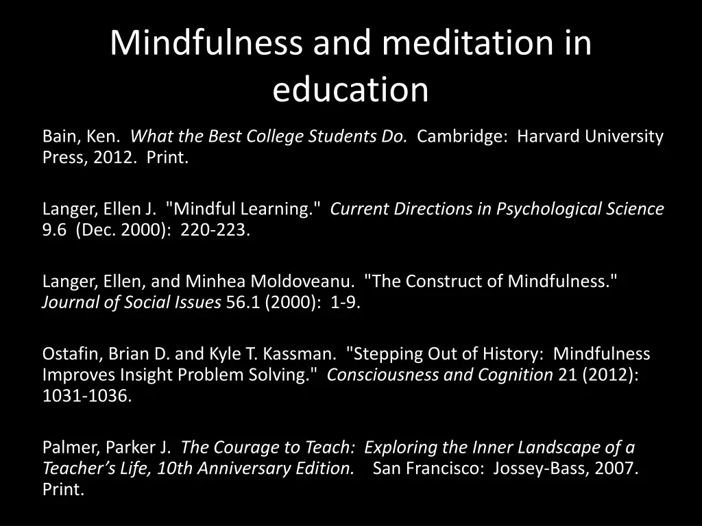 mindfulness and meditation in education