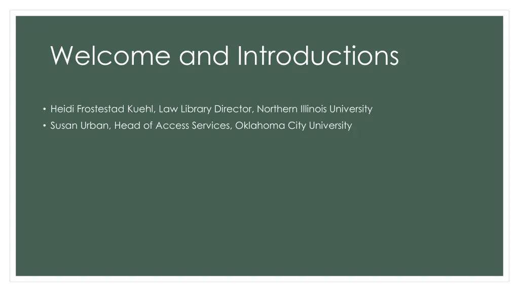 welcome and introductions