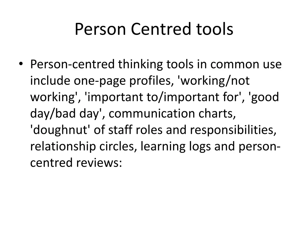 person centred tools