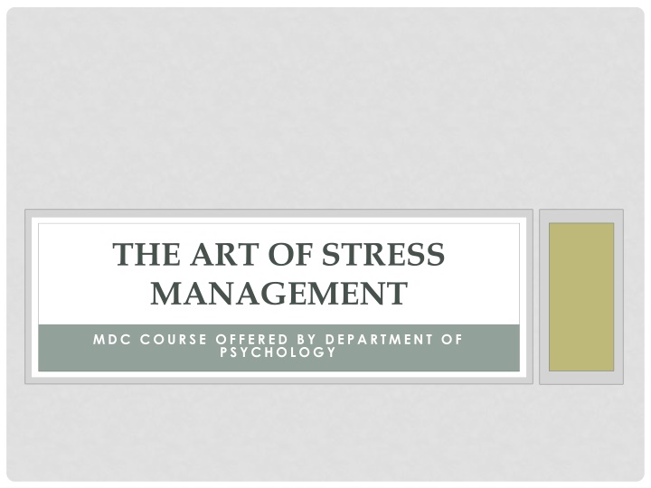 the art of stress management