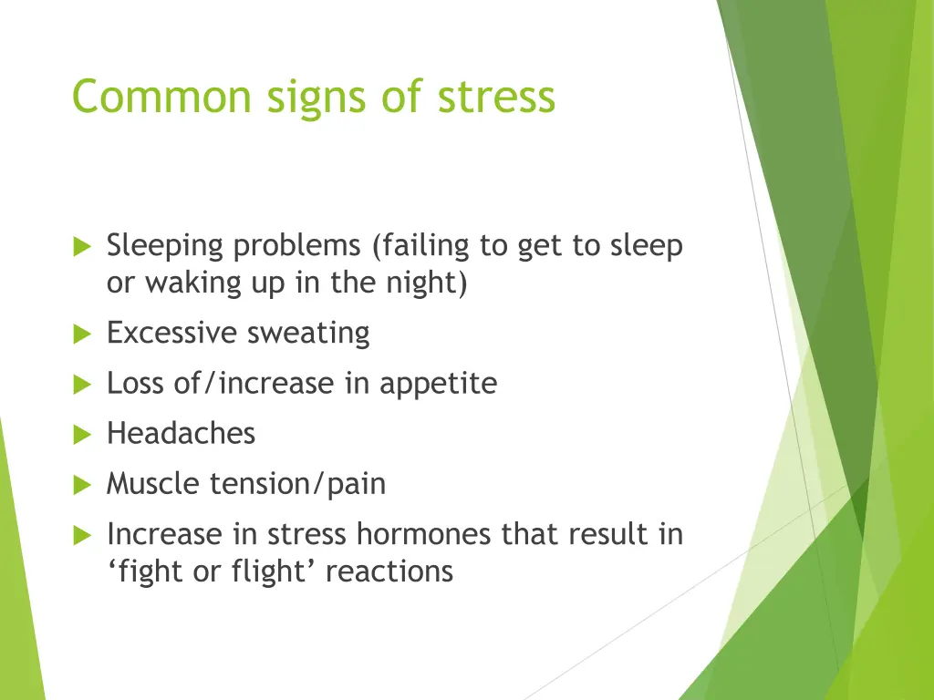 common signs of stress