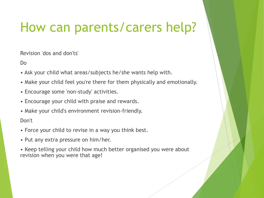 how can parents carers help 1