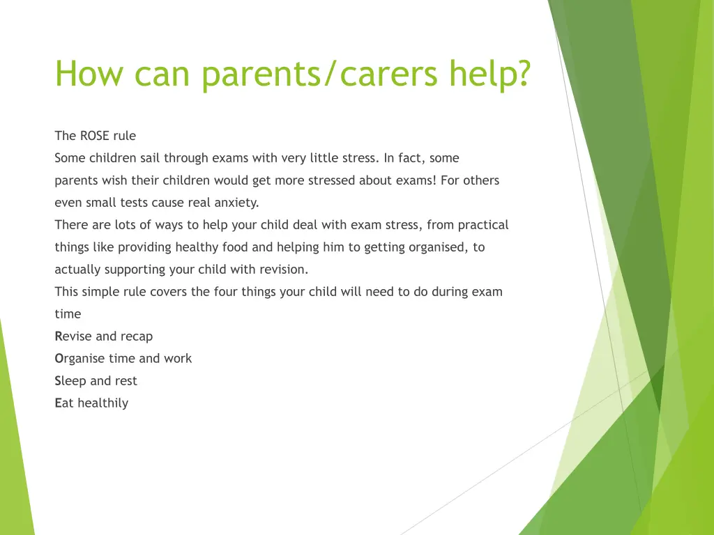 how can parents carers help