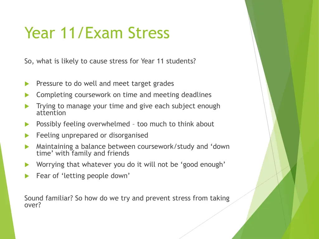 year 11 exam stress