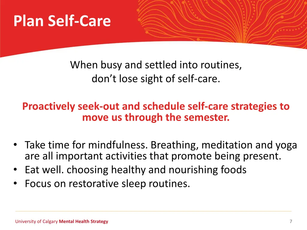 plan self care