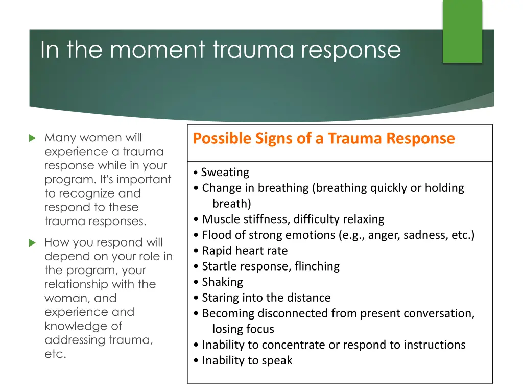 in the moment trauma response