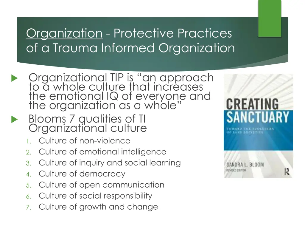 organization protective practices of a trauma