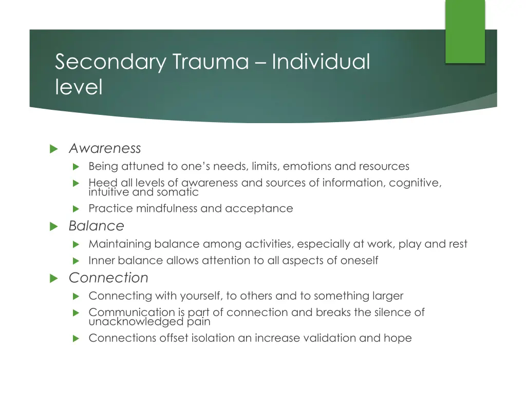 secondary trauma individual level