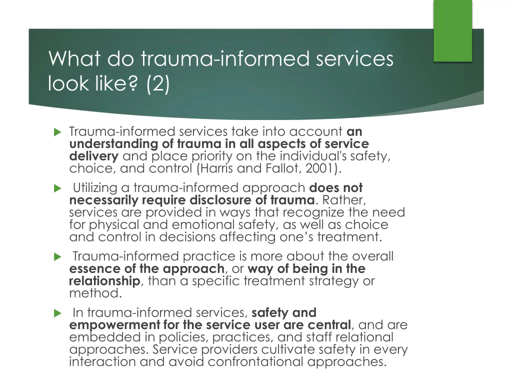 what do trauma informed services look like 2