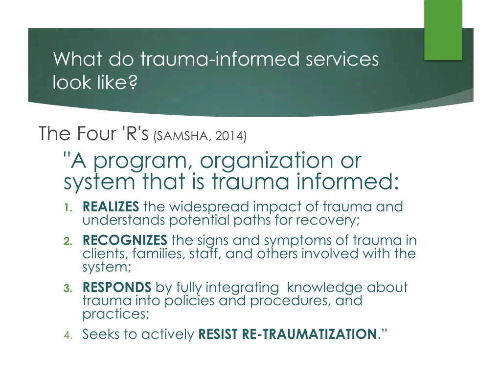 what do trauma informed services look like