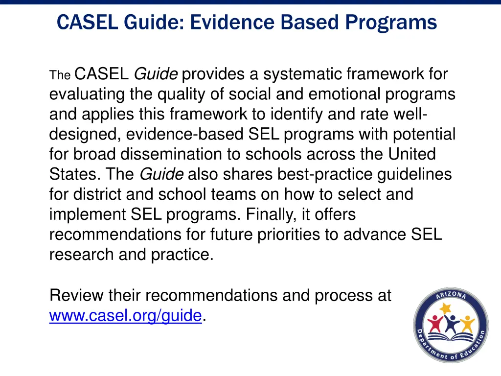 casel guide evidence based programs