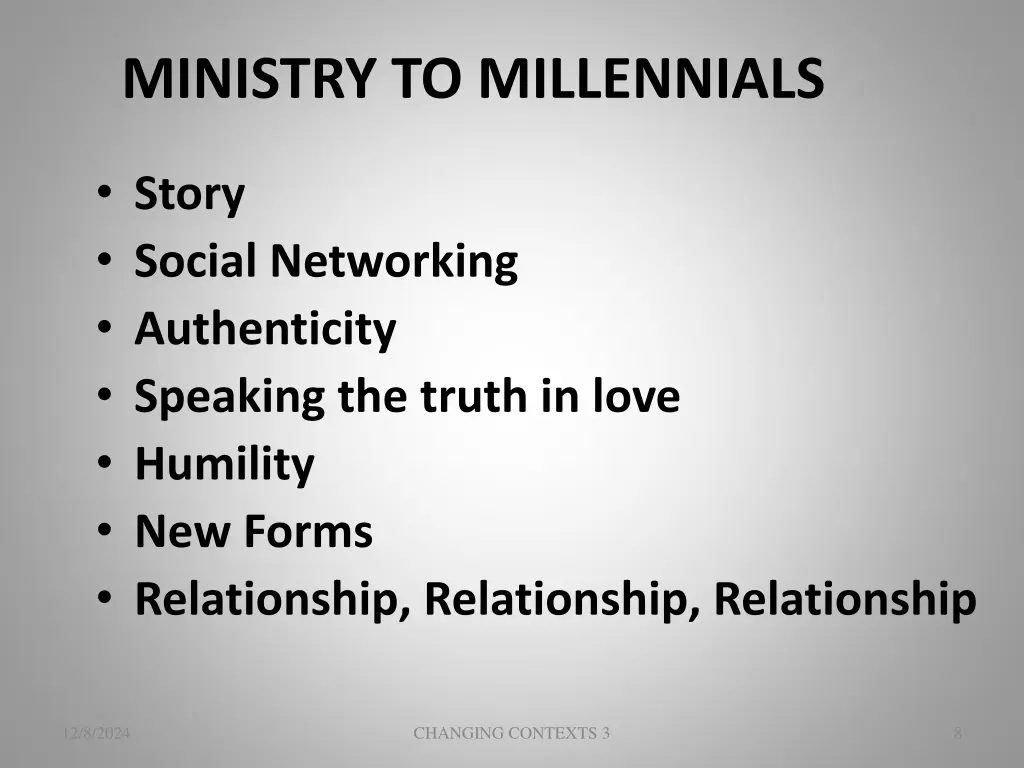 ministry to millennials