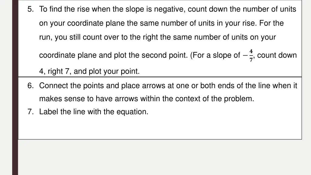 5 to find the rise when the slope is negative