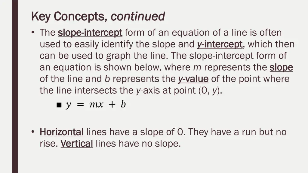 key concepts key concepts continued the slope