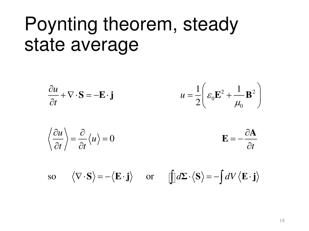 poynting theorem steady state average