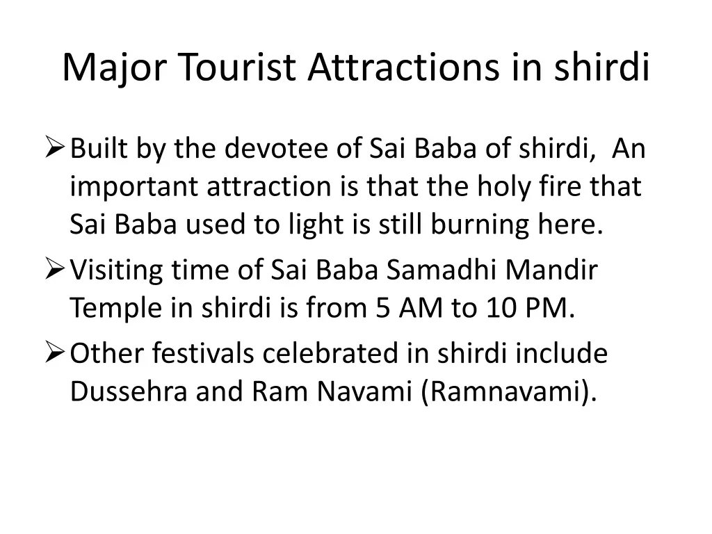 major tourist attractions in shirdi