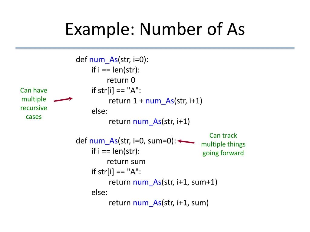 example number of as