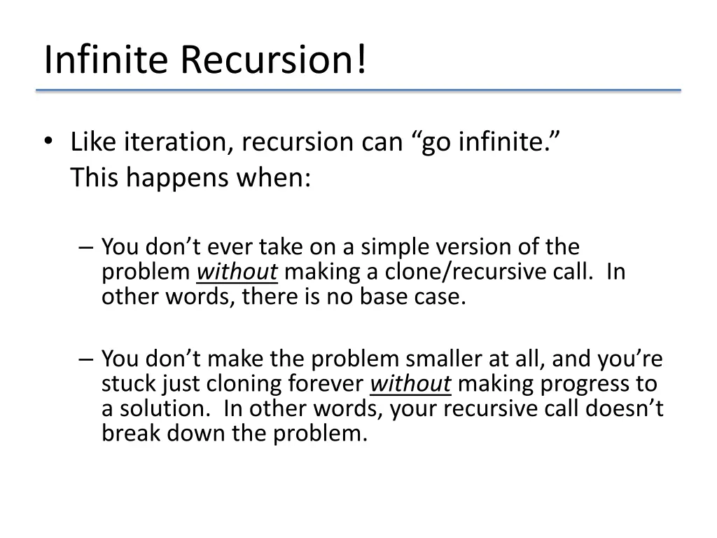 infinite recursion 1