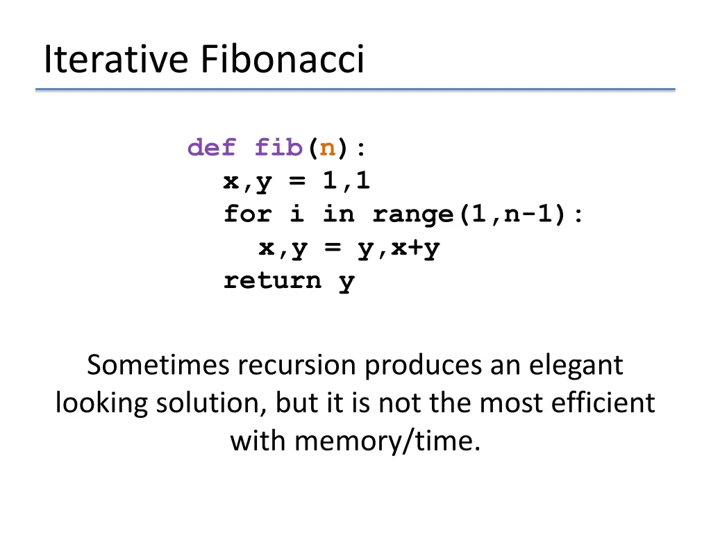 iterative fibonacci