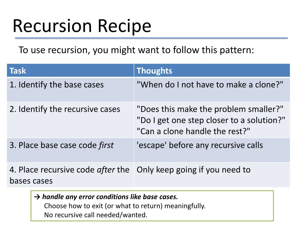 recursion recipe