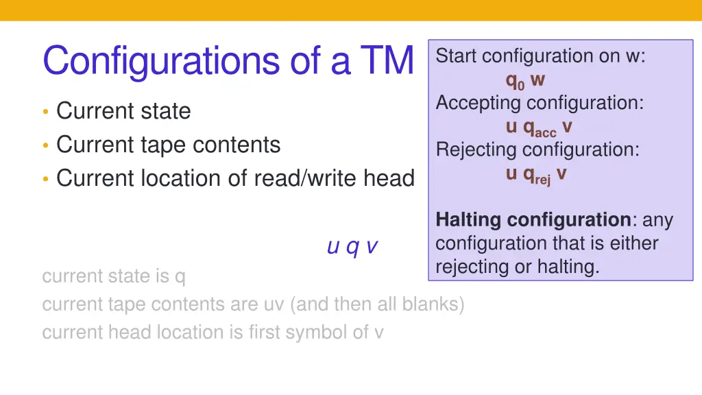 configurations of a tm 1