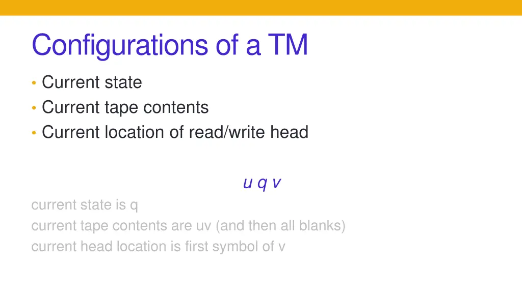 configurations of a tm