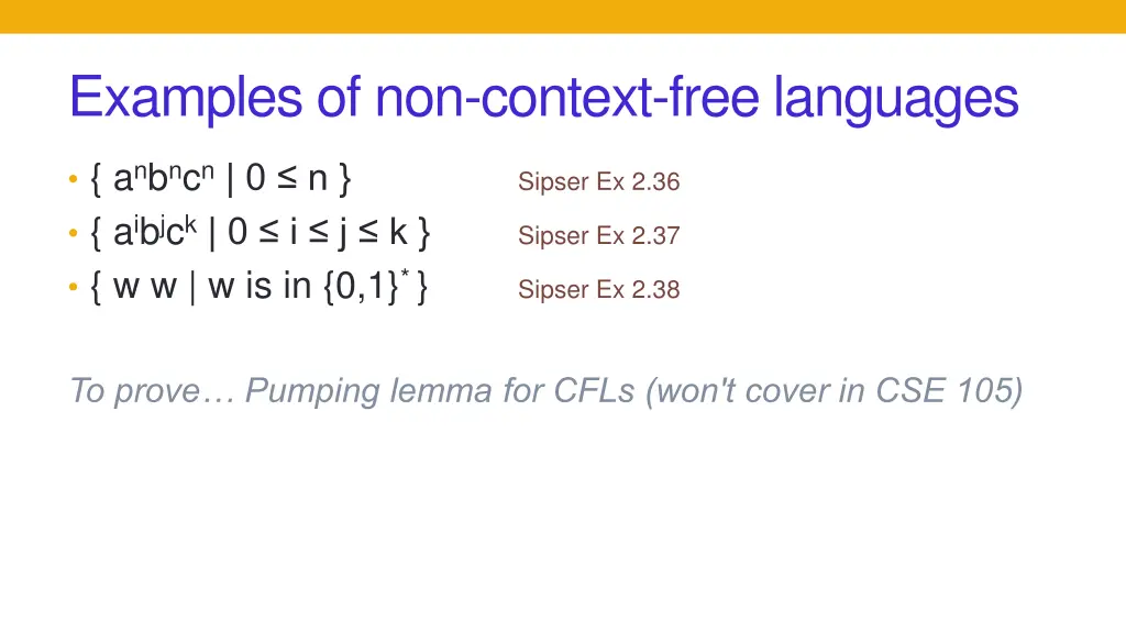 examples of non context free languages