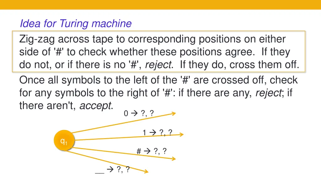 idea for turing machine zig zag across tape